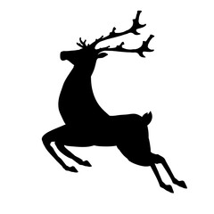silhouette of jumping reindeer - vector illustration