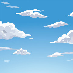 Sky with pretty clouds background cartoonist vector illustrations