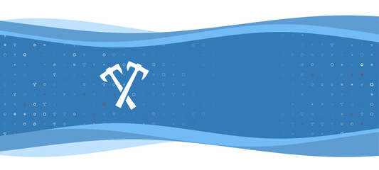 Blue wavy banner with a white crossed axes symbol on the left. On the background there are small white shapes, some are highlighted in red. There is an empty space for text on the right side