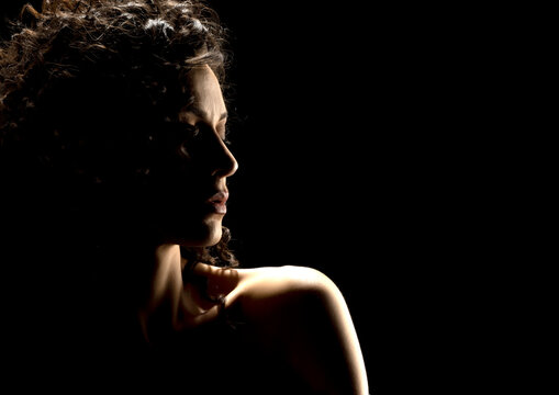 Sensual Profile Silhouette Portrait on Dark Background