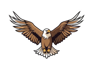 Doodle Eagle emblem, cartoon sticker, sketch, vector, Illustration, minimalistic