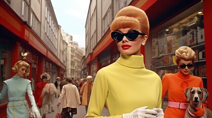 Retro street in 1960s