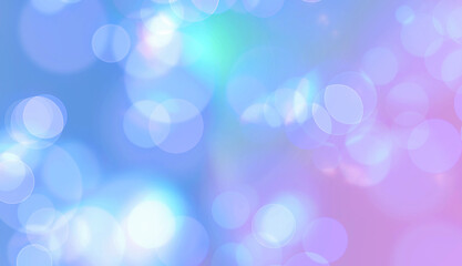 Blue bokeh background. Blurred chromatic aberration circles. Winter gradient texture. Bokeh lights...