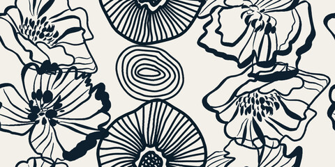 Seamless pattern beautiful flower vector. Collage contemporary print. Fashionable template for design.