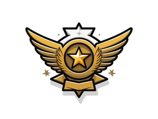 Doodle Military badge, cartoon sticker, sketch, vector, Illustration, minimalistic