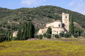 ancient Abbey of Sant Antimo in tuscany - 664554545