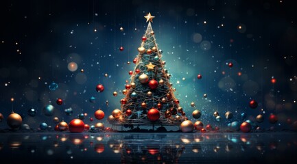 Decorated Christmas trees. New Year background