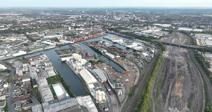 Aerial drone view of Container Terminal Dortmund or CTD