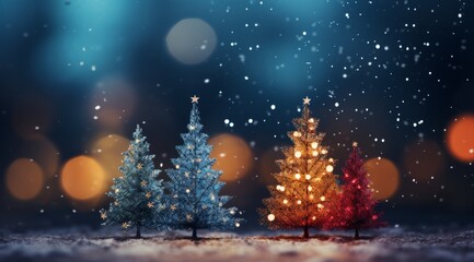 Fototapeta na wymiar Decorated Christmas trees. New Year background