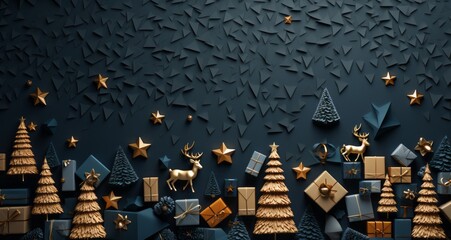 Christmas gifts in blue colors. New Year background