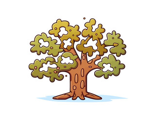Doodle Puzzle piece tree, cartoon sticker, sketch, vector, Illustration, minimalistic