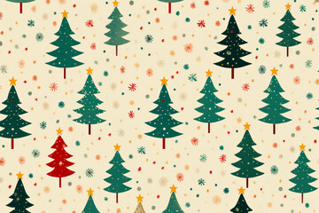 Obraz premium Christmas tree pattern with stars and snowflakes on white background.