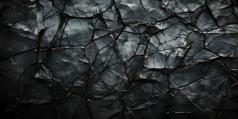 cracked black stone surface texture background - Powered by Adobe