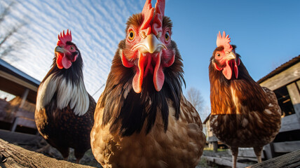 Fototapeta premium Close-Up Chickens on Barn Rafters
