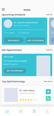 Oculist, ophthalmologist and optometric eye healthcare services Blue App Ui kit Template