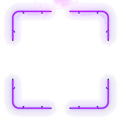 Neon frame sign in the shape of a rectangle. 3d illustration