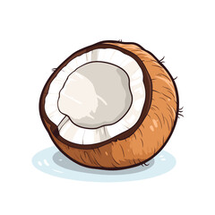 Isoled fruit vector coconut in white background