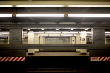 Hoyt Schermerhorn Street station subway platform in Brooklyn New York 