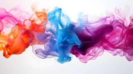 HQ Hyper Realistic Ink Drops or Smoke, Watercolor on White Background, Minimal, Elegant