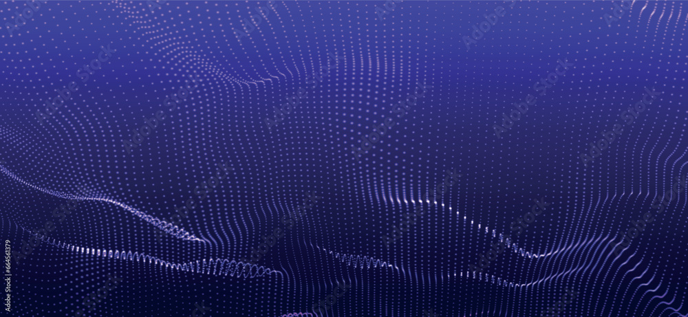 Poster abstract digital particle wave. futuristic dotted wave. technology background vector. vector illustr