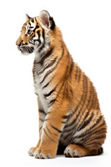 Baby Ussuri tiger on a white background