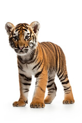 Baby Ussuri tiger on a white background