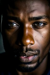 Close-up portrait of a young African-American man
