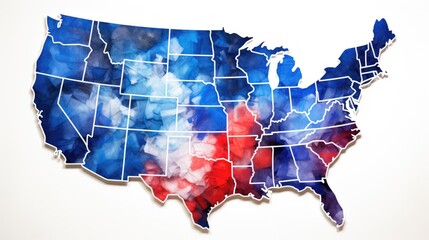 Decision 2024 - A Conceptual US Presidential Elections Map Isolated on a Clean White Background