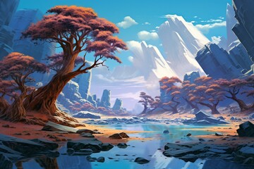 Illustration depicting a stunning natural landscape. Generative AI