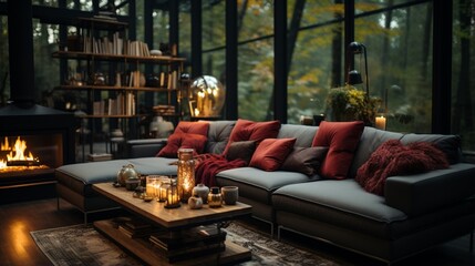 A glimpse into the cozy living room interior of a modern home, inviting viewers to experience comfort and style.