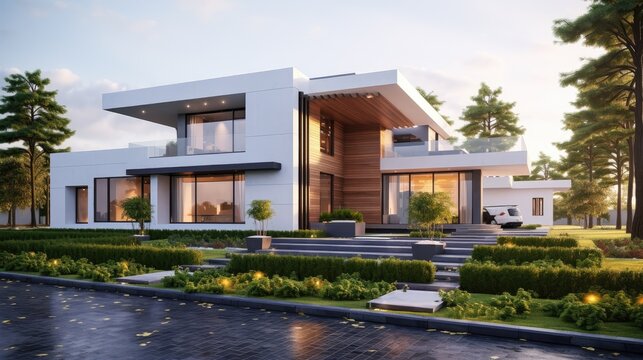Architectural Vision - A three-dimensional house isolated on a white backdrop, perfect for architects and real estate developers.