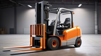 Industrial Powerhouse - a forklift on a clean, showcasing the might of industrial machinery - obrazy, fototapety, plakaty