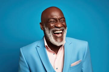 Mature man wearing colorful suit smile happy face