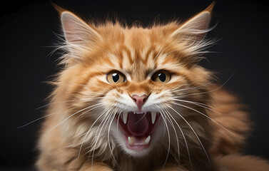 Naklejka premium portrait of crazy surprised fluffy cat