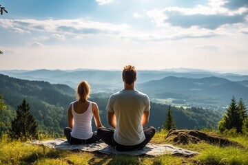 Fototapeta premium Meditation in Nature, Tranquil Moments for the Pair