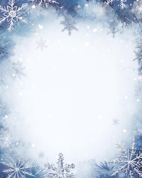 Diseño vertical fondo de tarjeta de navidad blanco y azul con nieve y espacio para texto o imágenes