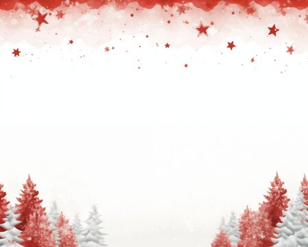 Diseño fondo de tarjeta de navidad blanco y rojo con árboles y estrellas y espacio para texto o imágenes