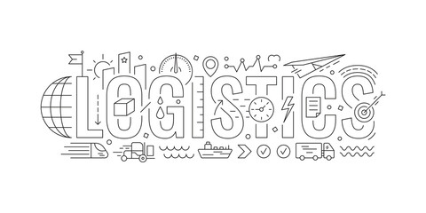 technical drawing logistics on a white background. logistics symbols