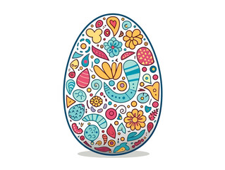 Doodle Glitter Easter egg, cartoon sticker, sketch, vector, Illustration, minimalistic