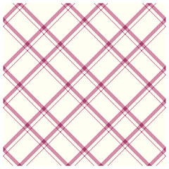 Striped pink plaid fabric pattern. Cloth texture seamless check textile design.
