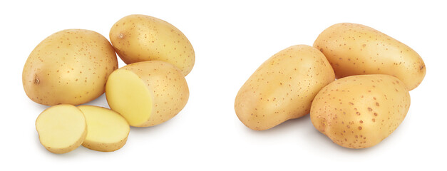 Young potato isolated on white background. Harvest new