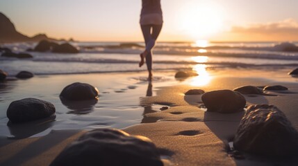 Yoga on a Serene Beach at Sunrise