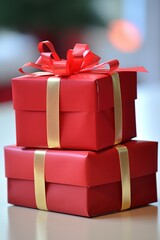 Fototapeta premium Close-up of Christmas gifts, creating holiday cheer