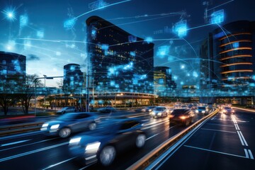 Fototapeta na wymiar AI reigns over traffic in smart city, urban efficiency through intelligent infrastructure