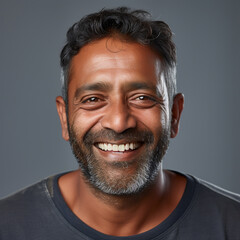 Fototapeta premium Portrait Happy Smile Man under photo studio light