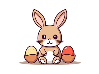 Doodle Cute Easter Bunny, cartoon sticker, sketch, vector, Illustration, minimalistic