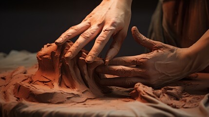 Hands Sculpting a Warm Clay Masterpiece