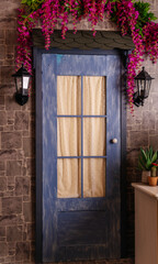 Fototapeta na wymiar Door decoration wooden door country house