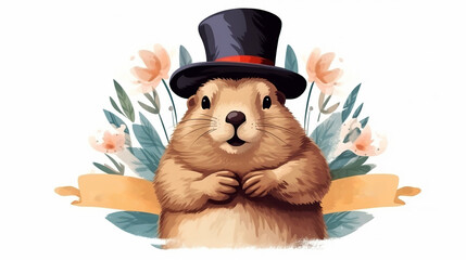 happy groundhog day greeting card