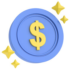 3D dollar coin. 3D illustration.